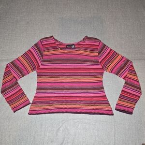 Xhilaration Y2K Striped Multicolor Long Sleeve Top  XL